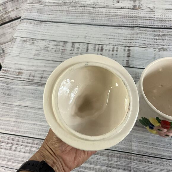 Vintage Cardia Kitchen Canister w/ Lid Fruit Kitchen Grapes Lemons Strawberries - Picture 4 of 11